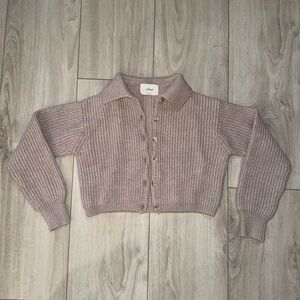 Aritzia Dusty-Mauve Cropped Cardigan
